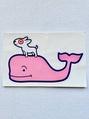 RARE! VINEYARD VINES PINK WHALE BULLSEYE TARGET DOG MASCOT BULL TERRIER STICKER